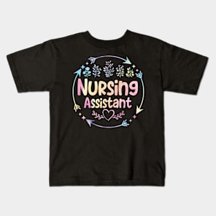 Nursing Assistant cute floral watercolor Kids T-Shirt